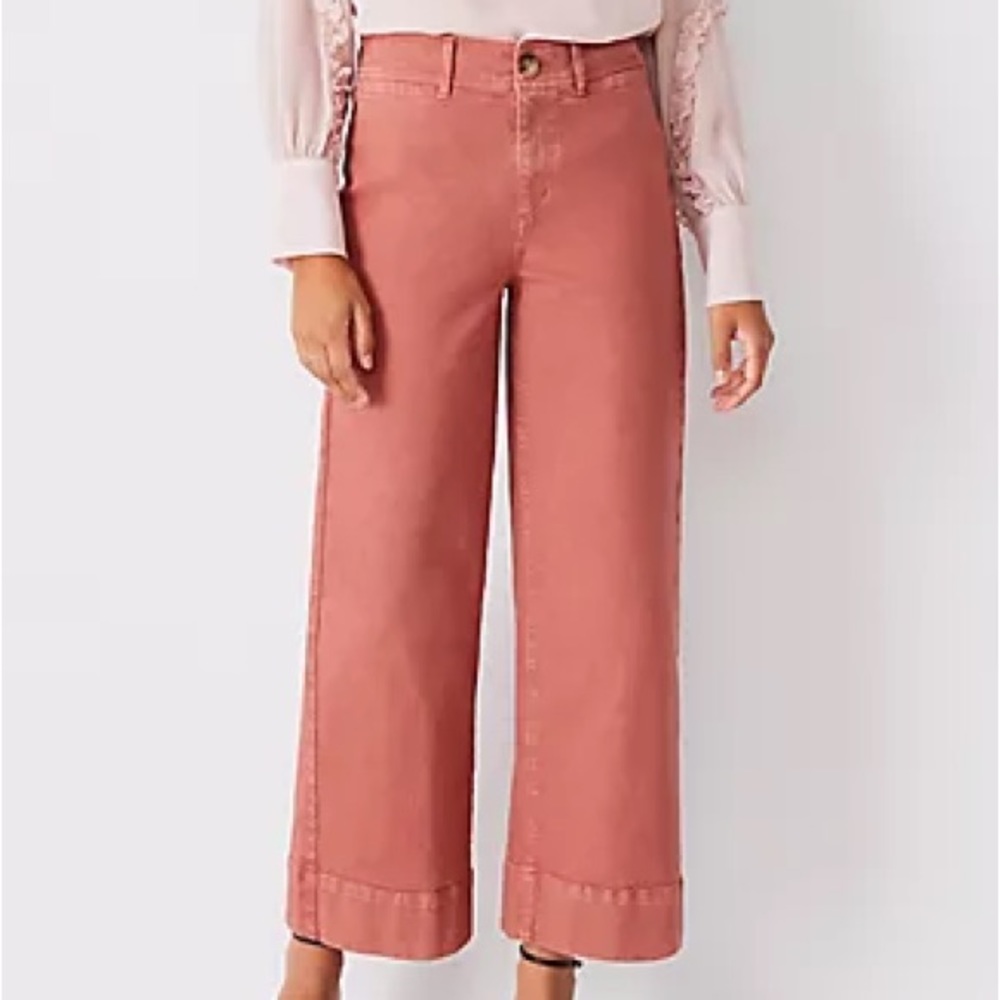 ANN TAYLOR: Petite Onseam Pocket High Rise Wide Leg Jean